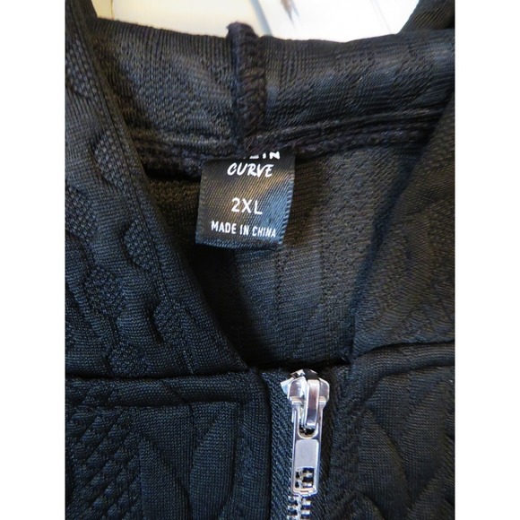 Black Cable Knit Hooded Zip-Up Sweater Coat by Shein Curve Women's 2X - Picture 13 of 15